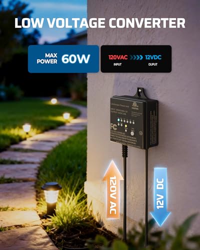 DEWENWILS 60W Outdoor Low Voltage Transformer, 120V AC to 12V DC - style: Photocell 60W