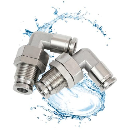 2Pcs Bulkhead Elbow 1/4" Tube OD x 1/4" NPT Push to Connect Fittings - size: 1/4" x 1/4"