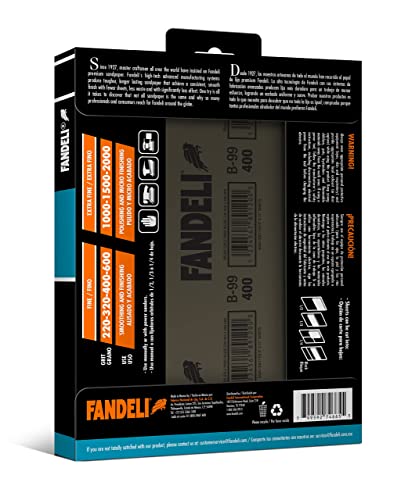 Fandeli | Waterproof Sandpaper | 2000 Grit | 25 Sheets 9'' x 11'' | For Car Polishing, Wooden Furniture Sanding and Metal Sanding | Water Resistant - style: 2000 Grit