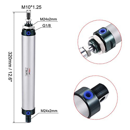 MECCANIXITY Pneumatic Air Cylinder Double Action MAL32X175 32mm Bore 175mm Stroke with Y Connector and 4Pcs Quick Fitting Set - size: 32X175 mm