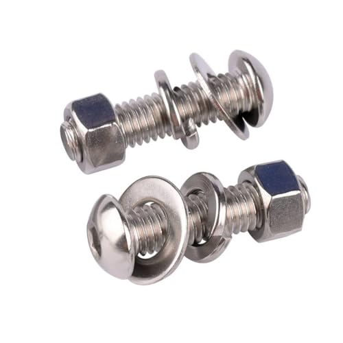 10 Sets 3/8-16 x 1 Button Head Socket Cap Bolts Screws, Hex Nuts, Flat & Lock Washers, 304 Stainless Steel 18-8 Fully Machine Thread, Silver - color: Silver, size: 3/8-16 x 1" (10 Sets)