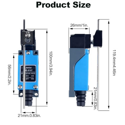 Momentary Limit Switch Travel Switch, Side-Rotating Adjustable Rod, NO and NC Self-Resetting Momentary Switch (4pcs) - style: ME-8107