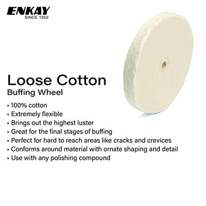 ENKAY - 8" Loose Cotton Buffing Wheel (40 Ply)