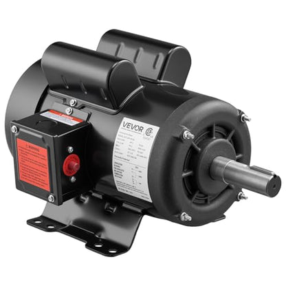 VEVOR 3 HP Electric Motor, 1750RPM Air Compressor Motor, CW/CCW Rotation, 1.125 inch Shaft Diameter, 2.75inch Shaft Length, 12N.m Torque, Single-Phase, TEFC Cooling, 230V, 184T Frame - size: 3P-2.75in Shaft Length