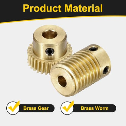 uxcell Worm Gear Set 30T 0.5 Module 1:30 Reduction Rate - size: Gear-5mm, Rod-4mm Bore, style: 0.5M-30T