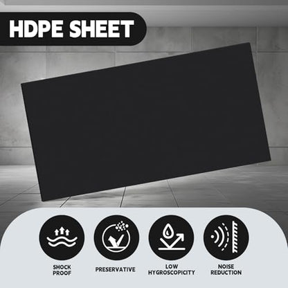 Threehoney 1/4" Thick 24 x 48 Inch Black HDPE Plastic Sheet - color: Black, size: 24 x 48 Inch
