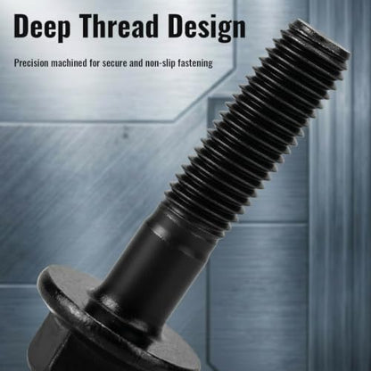 Minho M8-1.25 x 90mm Flange Head Bolts in Carbon Steel Material,Flange Hexagon Screws Come with Flange Nuts,Black Oxide Finish Plated,Partial Thread, 8 Sets - size: M8-1.25*90