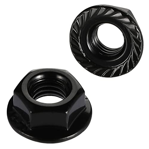 8-32 Serrated Flange Hex Lock Nuts, Stainless Steel 18-8 (304), Black Oxide, 50 PCS - color: Black, size: 8-32