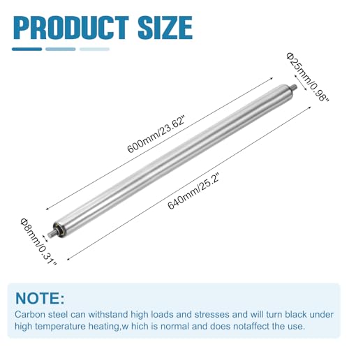 MECCANIXITY Stainless Steel Conveyor Roller 1" Diameter 24" Length Silver - size: 1"x24"