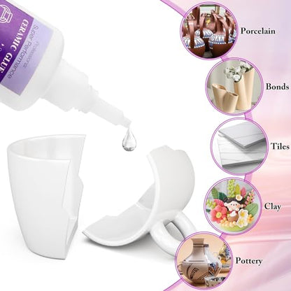 50g Ceramic Glue with Nozzle, Instant Strong Adhesive Glue Fast Drying Super Glue Gel for Porcelain Pottery Repair Bonding Ceramic Clay Vase Tiles DIY Crafts - style: 50g Ceramic Glue