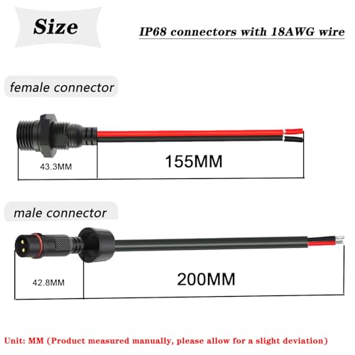 18AWG M16 2Pin Waterproof Connector,2 Wire Male Female Plug - size: 18AWG Waterproof Connector 2Pin