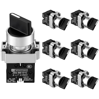 Xuhal 8 Pcs 22mm 2 Position Spst Rotary Selector Switch Self-Locking On/Off - style: 2 Position