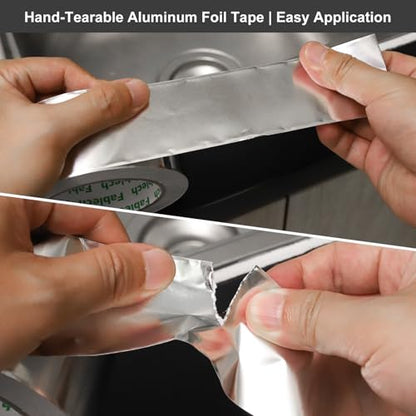 Aluminum Foil Tape,3.2mil Thick, 4 Inch Wide x 55 Yards (165ft), Heavy Duty Waterproof & High Temperature Resistant, for HVAC Duct Sealing, Metal Repair & Insulation - size: 4"×55Y