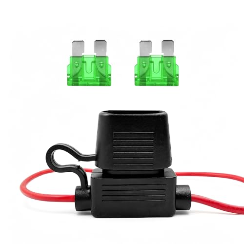 2 PCS Inline Fuse Holders, 30A 12AWG ATC/ATO Standard Vehicle Blade Fuses & Holders Kit, Waterproof Inline Fuse Block for Car Truck Marine Golf Cart, Car Accessories - color: 12AWG
