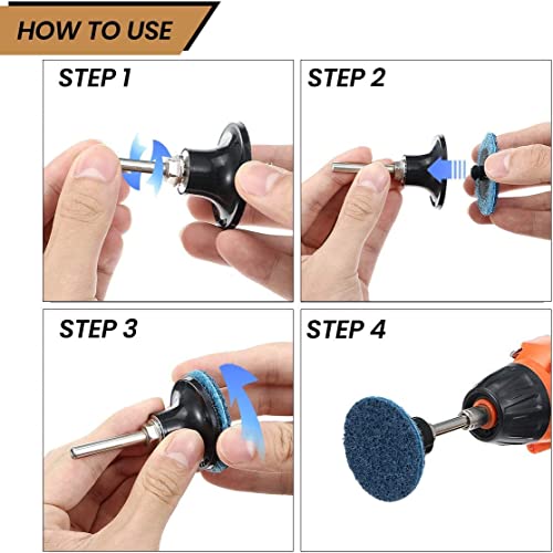 50Pcs 2 inch Quick Change Sanding Discs, Nylon Surface Conditioning Discs, 1/4" Holder Die Grinder Sanding Disc for Surface Strip Grind Polish Burr Finish-Fine Medium Coarse - style: Style 1