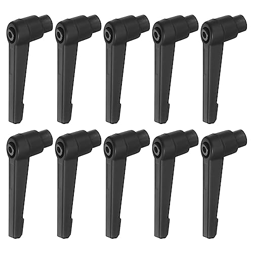 10pcs Adjustable Clamping Lever Handles M6 Female Thread Knobs Rotating Screw Locking Quick Release Ratchet Push Button Handle, Black