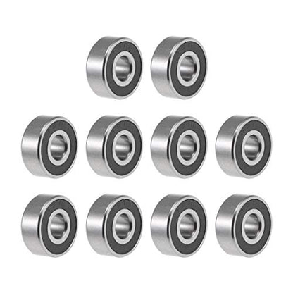 uxcell R3-2RS Deep Groove Ball Bearing 3/16-inchx1/2-inchx0.196-inch Sealed Z2 Lever Bearings 10pcs - size: 3/16"x1/2"x10/51"
