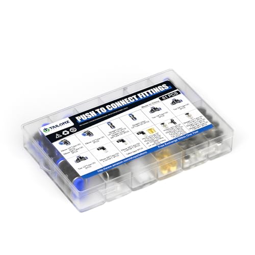 TAILONZ 1/4"-1/2" Push to Connect Fittings Kit 66Pcs - color: Blue, size: 1/4"3/8"1/2"OD/66PCS