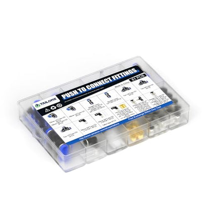 TAILONZ 1/4"-1/2" Push to Connect Fittings Kit 66Pcs - color: Blue, size: 1/4"3/8"1/2"OD/66PCS
