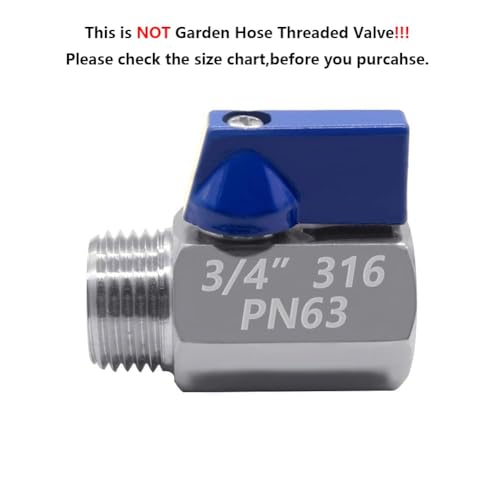 Beduan 316SS 3/4 NPT Mini Ball Valve Female x Male Shut-Off Valve 2 PCS - size: 3/4 NPT