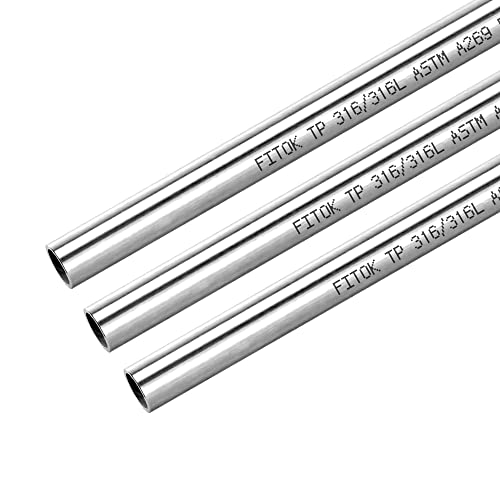 316/316L Stainless Steel Seamless Tubing 1" OD × 0.065" Wall × 40" Length Tube Annealed ASTM A269 (3pcs) - size: 1" OD × 0.065" Wall × 40" L