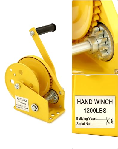 QWORK Manual Crank Winch 1200lbs Load – Two‑Way Lock Gear for Boat Trailer, ATV & Utility Pulling, 2 Pack - size: 2 Pcs