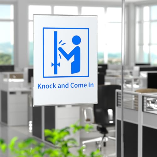 HIIMIEI Acrylic Sign Holder 8.5 x 11 Wall Mounted with Double Sided Tape, 8 1/2 x 11 Clear Plastic Frame for Office, Home, Store, and Restaurant No Drilling (6 Pack)