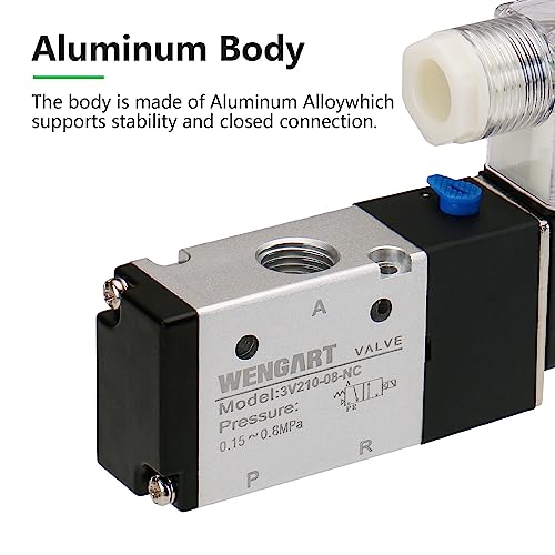 Wengart Pneumatic Solenoid Valve DIY Techs Single Acting Air Cylinder DC12V