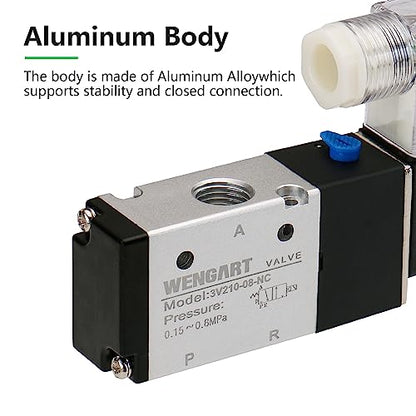 Wengart Pneumatic Solenoid Valve DIY Techs Single Acting Air Cylinder DC12V