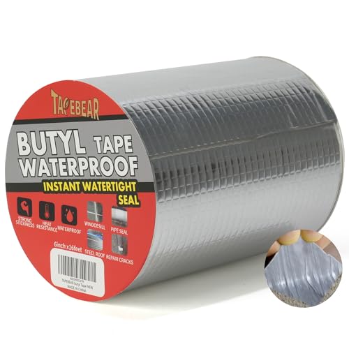 TAPEBEAR Butyl Tape Waterproof Sealing Tape 6inch x16feet Roof Leak Patch - size: 6inch x 16.4feet