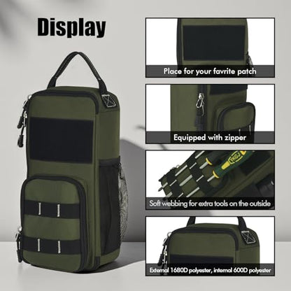 12.6" Heavy Duty Small Tool Bag Pouch for Men with Multiple Pockets,Green - color: Green