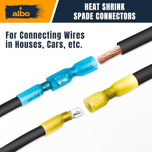 ALBO 300 Pcs Heat Shrink Male and Female Spade Connector Kit, 22-10 AWG - color: Spade Set 300pcs 22-10 AWG
