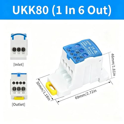 BORDSTRACT 690V 80A DIN Rail Distribution Box(Blue, 80A) - color: Blue, size: 80A
