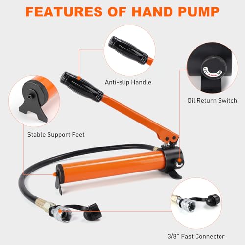 Nilight 5 Ton Hydraulic Cylinder Jack Porta Power Ram Kit with Hand Pump - size: 5T Jack + Hand pump