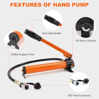 Nilight 5 Ton Hydraulic Cylinder Jack Porta Power Ram Kit with Hand Pump - size: 5T Jack + Hand pump