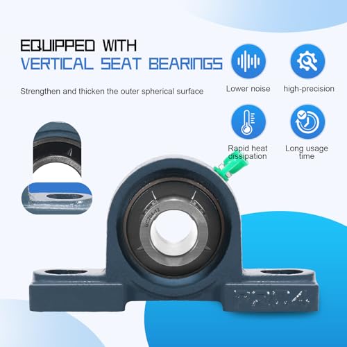 UCP204-12 Pillow Block Bearing,3/4" Bore Mounted Pillow Bearing Cast Iron Base -Self Aligning Chrome Bearing,2 Pcs - style: PCP204-12
