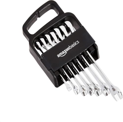 Amazon Basics Metric Ratcheting Combination Wrench Set, 7-Piece, Chrome Vanadium Steel, 72-Tooth, 8mm, 10mm, 12mm, 13mm, 14mm, 15mm, 17mm (Pack of 12) - color: Chrome, size: 7 Piece (Pack of 12)