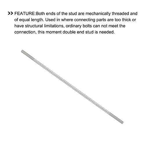 METALLIXITY Double Ended Stud Screws (M5 Thread 190mm Length) 10pcs, 304 Stainless Steel Dual Threaded Rod Bolts - for House Maintenance - size: M5x190mm