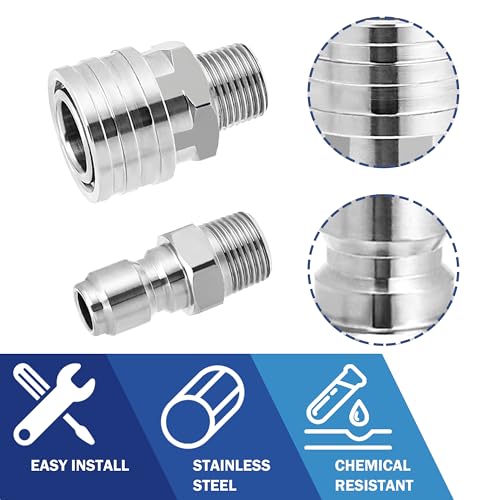 M MINGLE Pressure Washer Adapter Set, 2 Sets 3/8" NPT Quick Connect Fitting - size: 1.7 inch