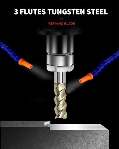 2pcs Solid Carbide Square End Mill for Aluminum 1/4inch 3 Flutes Aluminum Flat End Mill– Mill Bits Sets for Copper Plastic Wood (1/4 in) - size: 0.25 inch