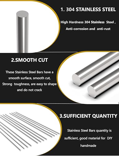 12Pcs 3 mm x 300 mm 304 Stainless Steel Rod, Metal Shaft - color: 12, size: 3mm * 300mm