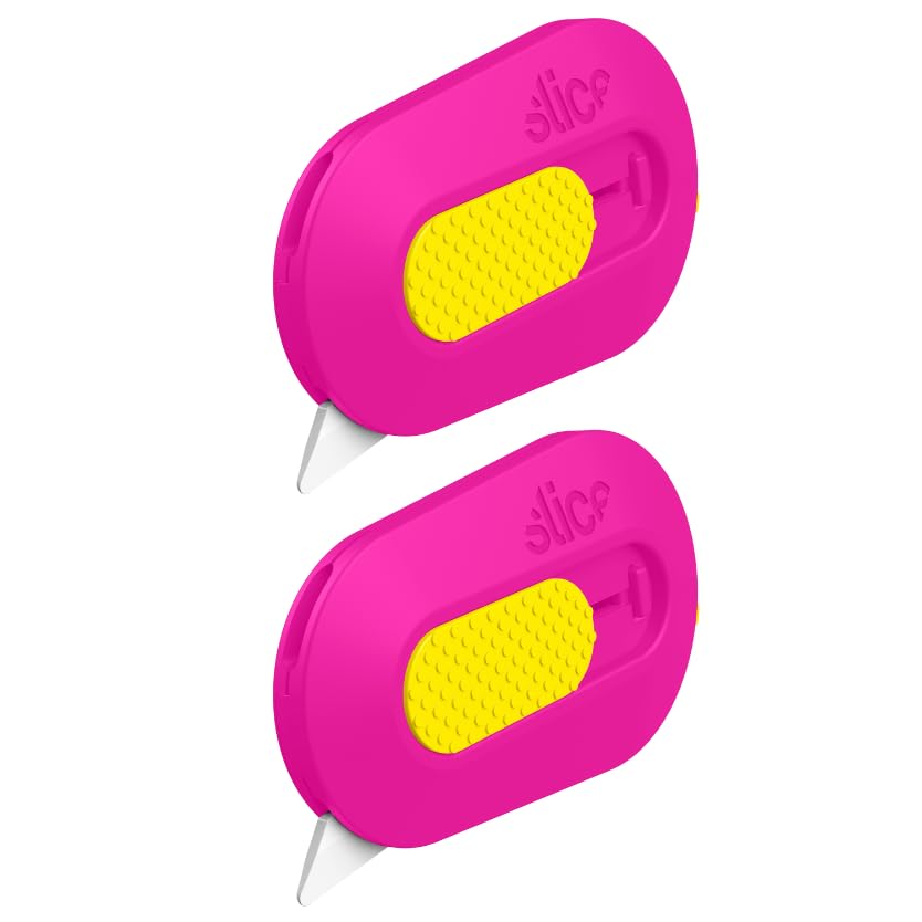 Slice Mini Box Cutter | Manual Retracting | Safe Ceramic Box Cutter Lasting 11x Longer than Metal | Box Opener | 2 Pack | Fuchsia - color: Fuchsia, size: 2 Pack