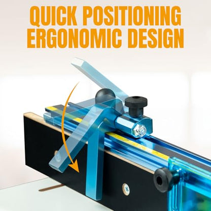 POWERTEC Router Table Fence Kit Deluxe System 3-3/8” Tall 24" Long, Router Table Top, Routing Tables for Woodworking w/Reversible Flip Stop, Dust Port, Adjustable Bit Guard, Featherboard - 71536 - color: Router Table Fence Kit