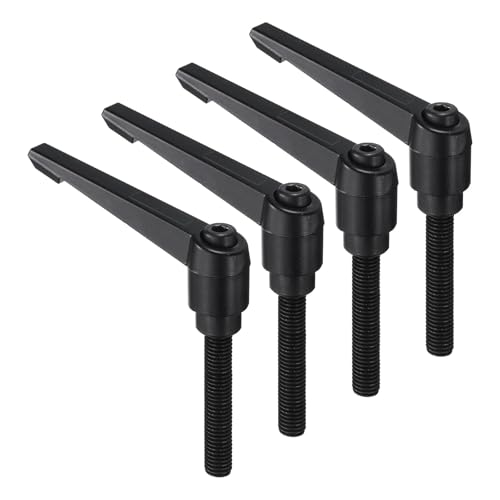 uxcell 4pcs Clamping Lever Handles, M10 x 60mm Black Oxide Carbon Steel Threaded Male Stud, Adjustable Handles Locking Quick Release Ratchet Push Button Bolt Knobs, Black - size: M10 x 60mm