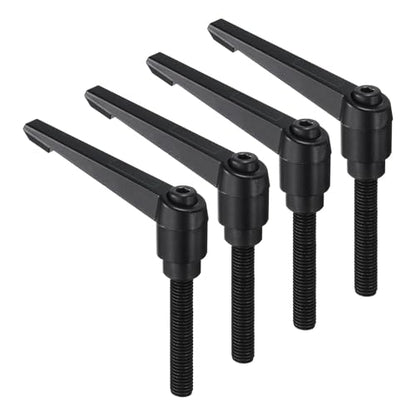 uxcell 4pcs Clamping Lever Handles, M10 x 60mm Black Oxide Carbon Steel Threaded Male Stud, Adjustable Handles Locking Quick Release Ratchet Push Button Bolt Knobs, Black - size: M10 x 60mm