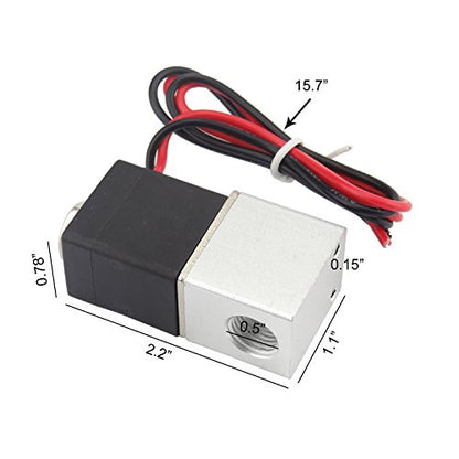 1/4inch DC 12V 2 Way Normally Closed Electric Solenoid Air Valve, Stainless Steel