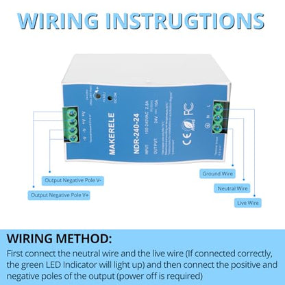 MAKERELE 24V MDR DIN Rail Power Supply 240W - style: 240W-24V