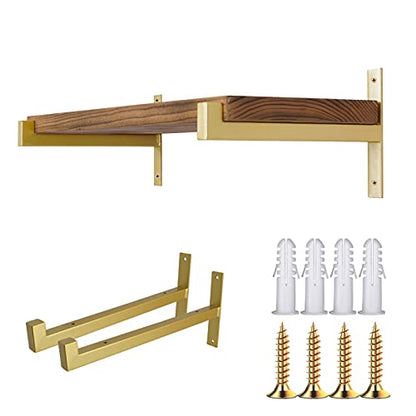 OVOV 2 Pack Heavy Duty Shelf Brackets 12 Inch Metal Shelf Supports Gold - color: Gold, size: 12 Inch