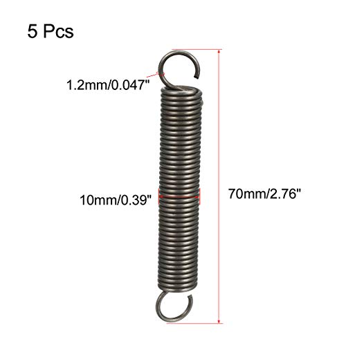 uxcell 5Pcs Extended Tension Spring Wire Dia 0.047", OD 0.39", Free Length 2.76" Spring Steel Small Dual Hook Tension Springs for Production - size: 0.047" × 0.39" × 2.76"