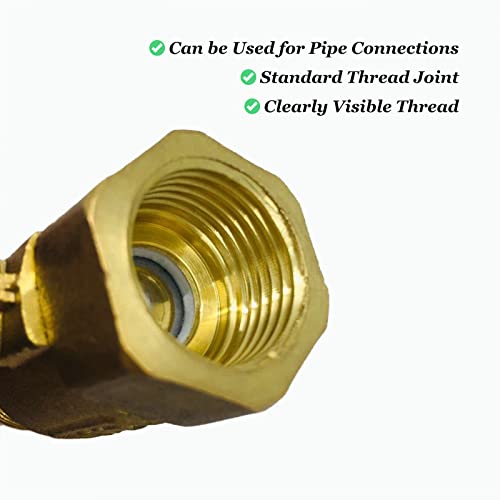 1/2" NPT Brass Ball Valve, DN15 Full Port, 1/2" NPT Male x Female, Forged Brass Body, 2-Way, 1600kPa Max Pressure, Hot & Cold Water, Oil, Gas Shut Off Switch - color: DN15